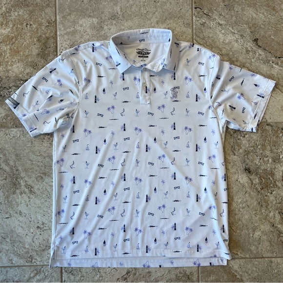 Straight Down Men's Performance Coastal Polo in White, size L - Picture 9 of 9